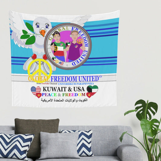 Tapestry Global Freedomo United Men Kuwait & Usa Old Peace Blue 2