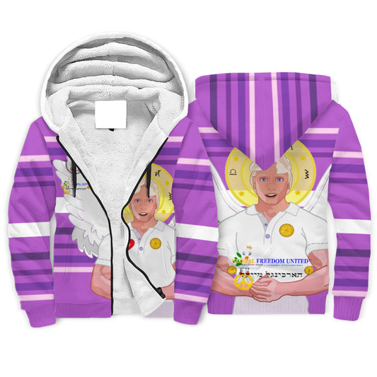 Plush Hoodie Global Freedom United Archangel Michael Hebrew Lilac