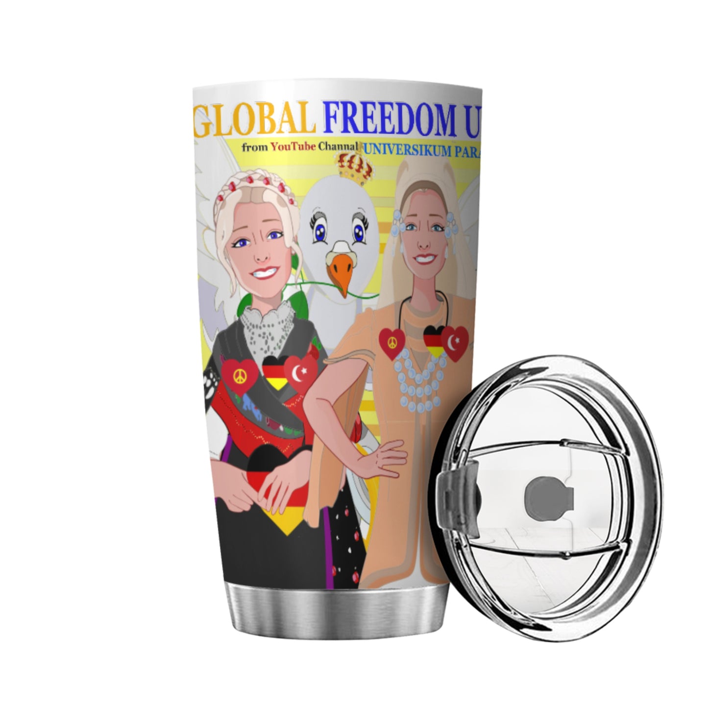 Tumbler Global Freedom United Women Germany & Turkey Old Peace Light Yellow