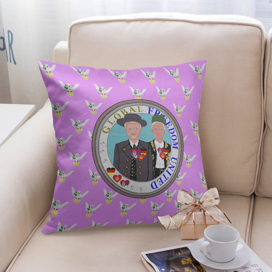GLOBAL FREEDOM UNITED© Men SERBIA & GERMANY LILAC 18'' Square Pillow Cover
