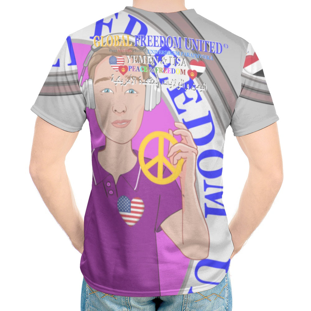 Men´s T-shirt GLOBAL FREEDOM UNITED© Men Yemen & USA Grey