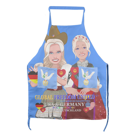 Apron GLOBAL FREEDOM UNITED© Women USA & Germany Blue