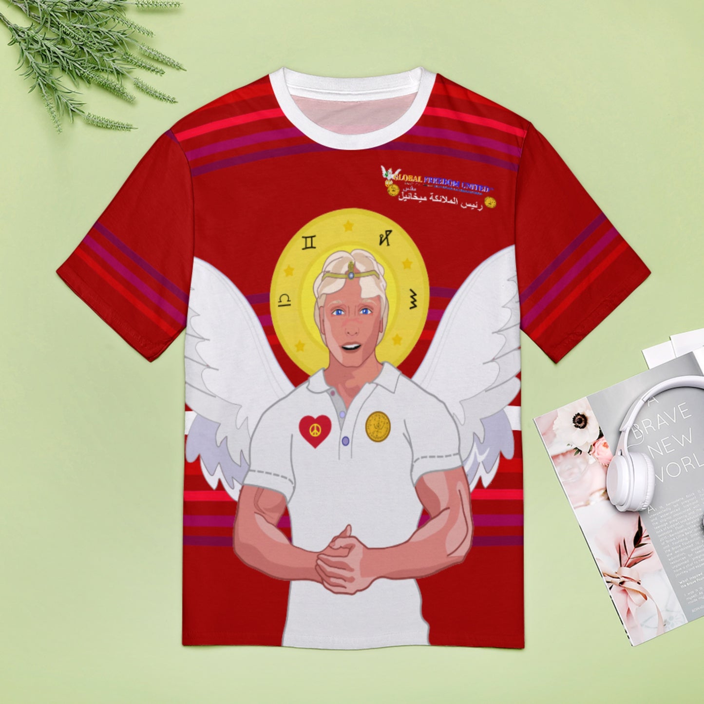 Women´s T-shirt Global Freedom United Archangel Michael Arabic V2 Red