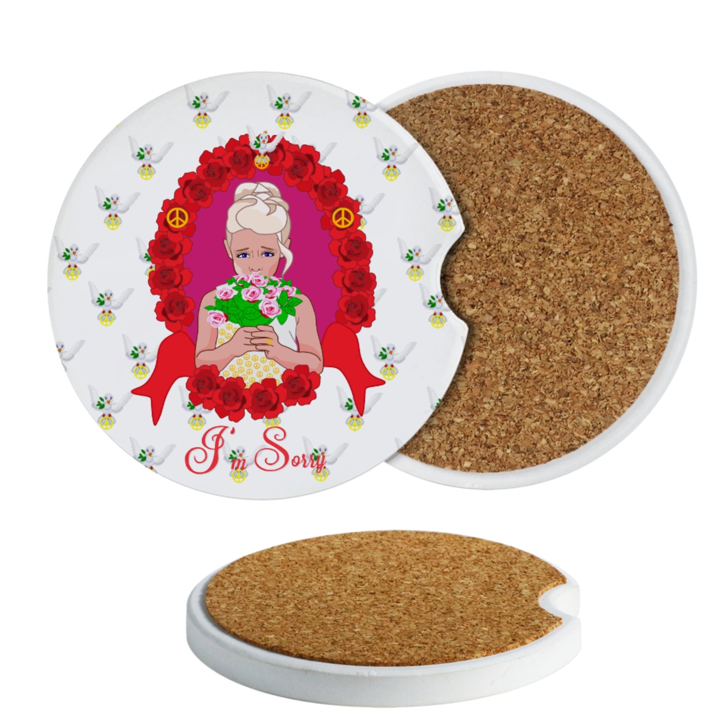 Ceramic Car Coaster Global Freedom United I´m Sorry From A Girl