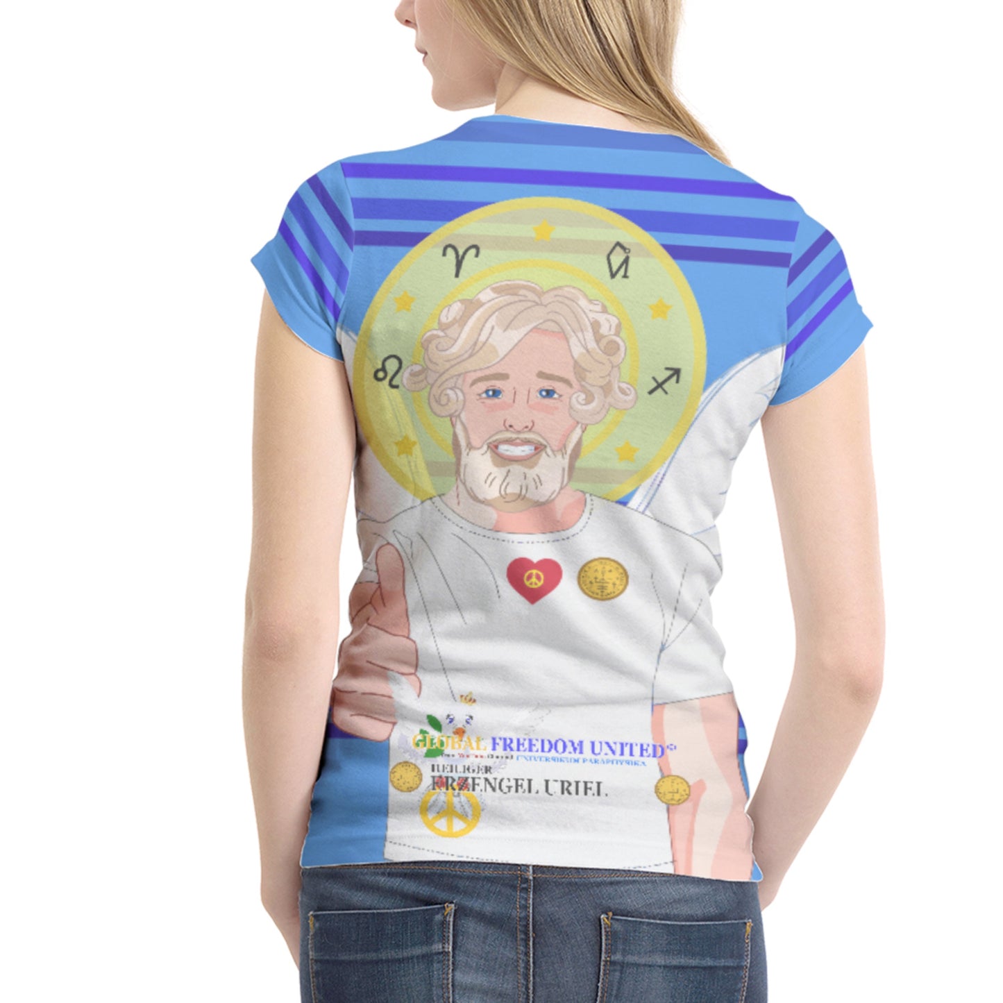 Women´s T-shirt  Global Freedom United Archangel Uriel German  Deep Blue