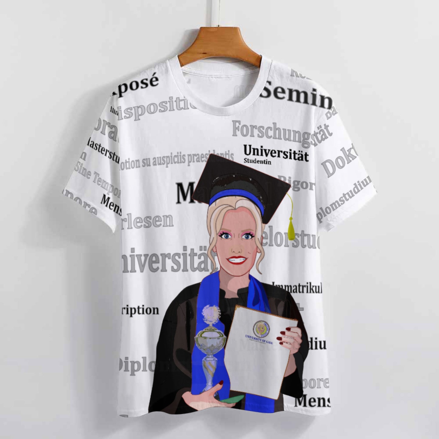 Women´s T-shirt Global Freedom United Student Girl Silver Place Blond Hair 3