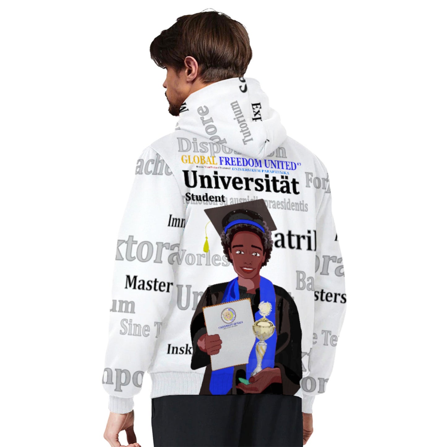 Plush Hoodie Global Freedom United Afro Student Boy Golden Place