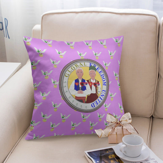 GLOBAL FREEDOM UNITED© Men ALBANIA & SERBIA Lilac 18'' Square Pillow Cover