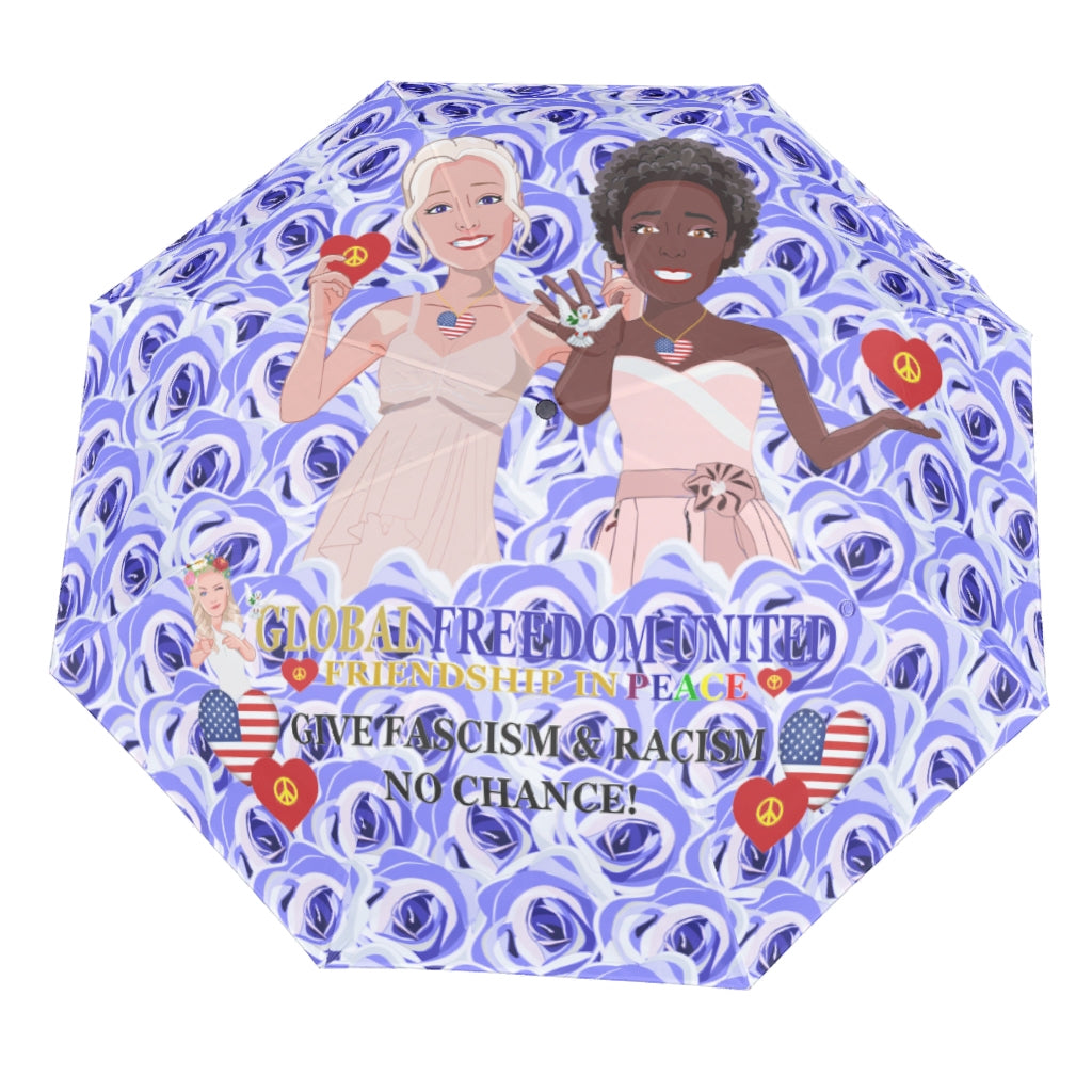 Umbrella GLOBAL FREEDOM UNITED© Women Anti Fascism & Racism USA Light Blue