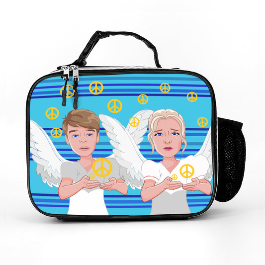 Leather Meal Bag GLOBAL FREEDOM UNITED© Angel Of Peace Blue