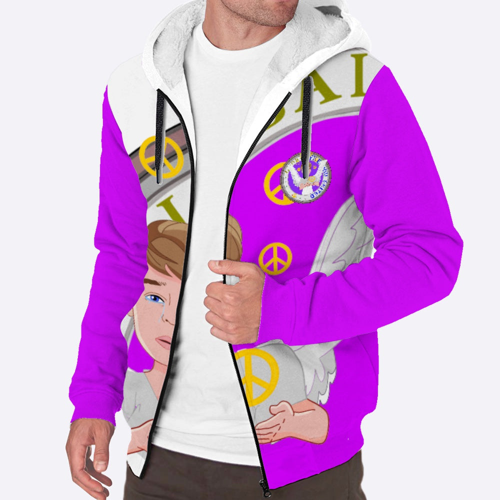 Plush Hoodie Global Freedom United Angel Of Peace Men Old Peace Lilac
