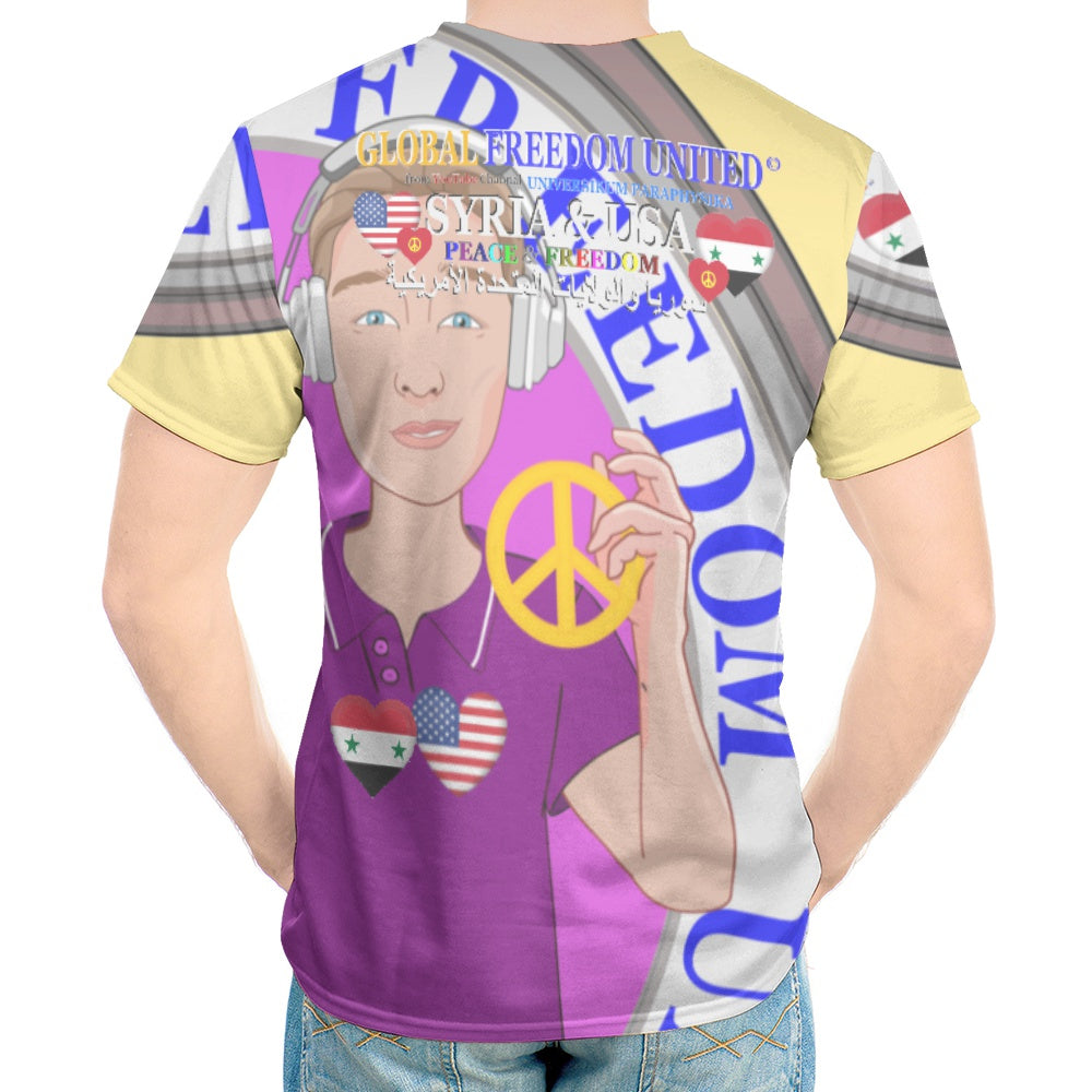 Men´s T-shirt GLOBAL FREEDOM UNITED© Men Syria & USA  Yellow