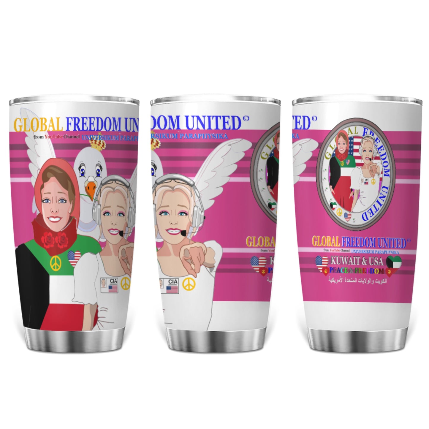 Tumbler Global Freedom United Women Kuwait & Usa Old Peace Pink