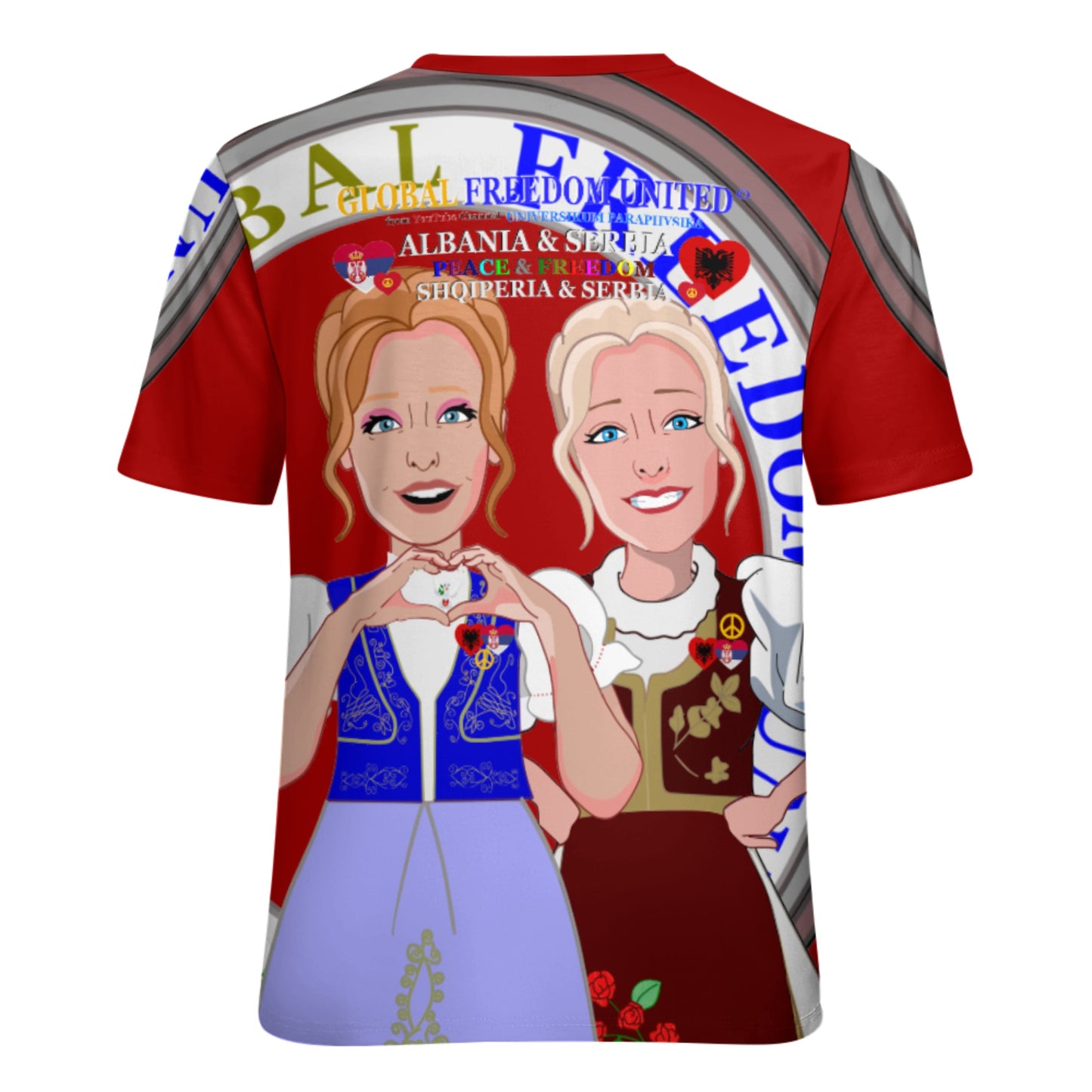 Women´s T-shirt 3 GLOBAL FREEDOM UNITED© Women Albania & Serbia Red