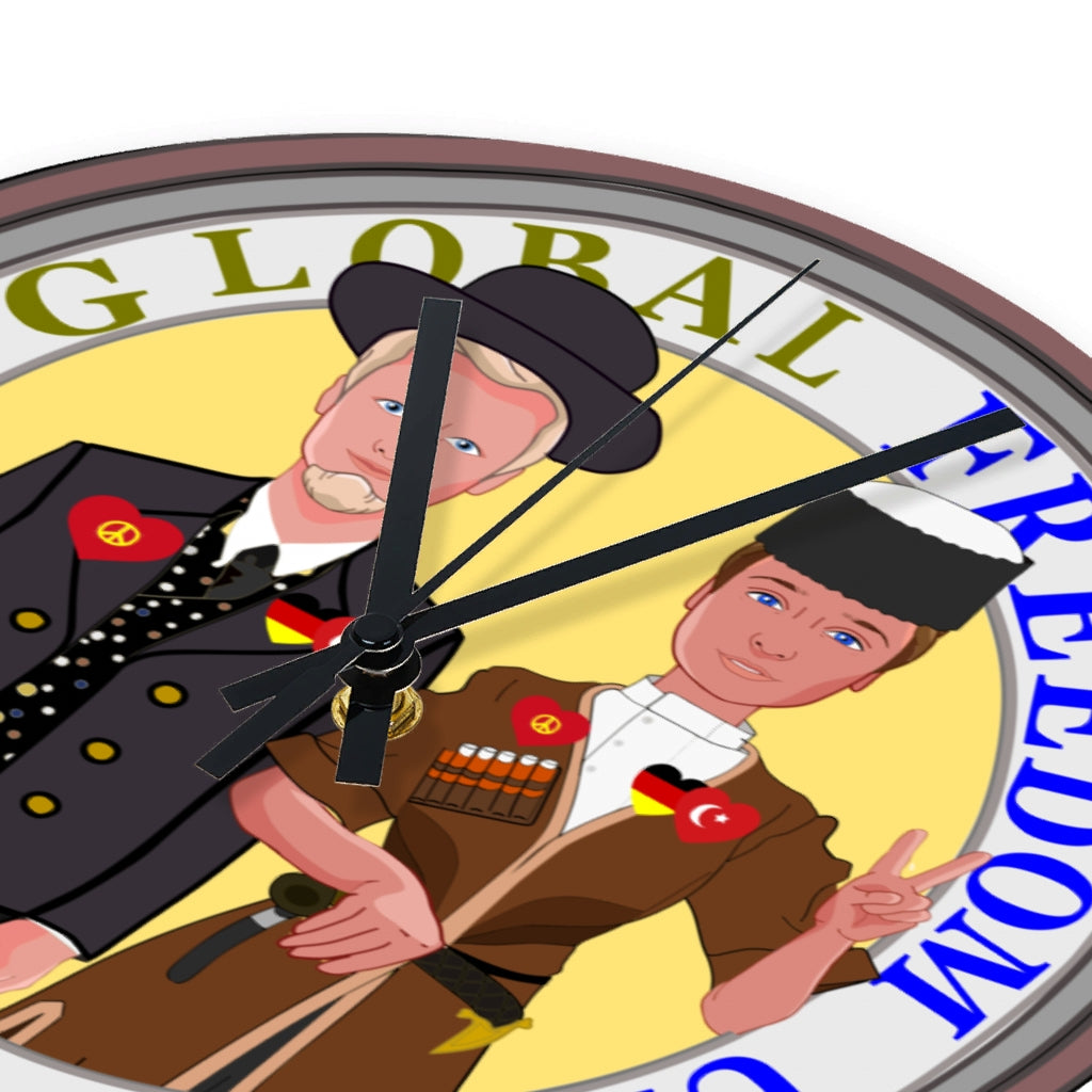 Wooden Wall Clock Without Scale GLOBAL FREEDOM UNITED© Men Turkey & Germany
