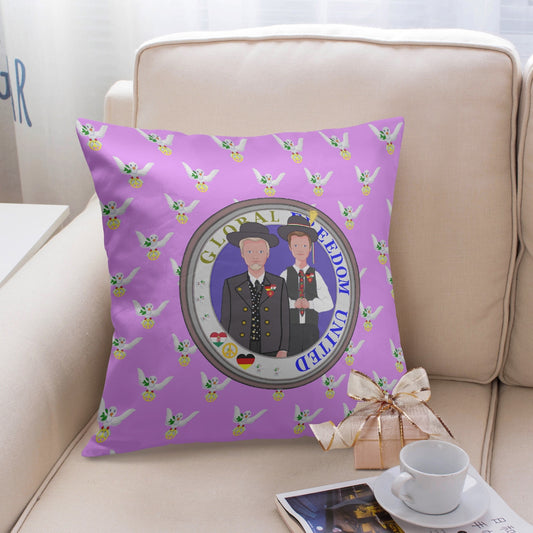GLOBAL FREEDOM UNITED MEN GERMANY & HUNGARY OLD PEACE LILAC 18'' Square Pillow Cover