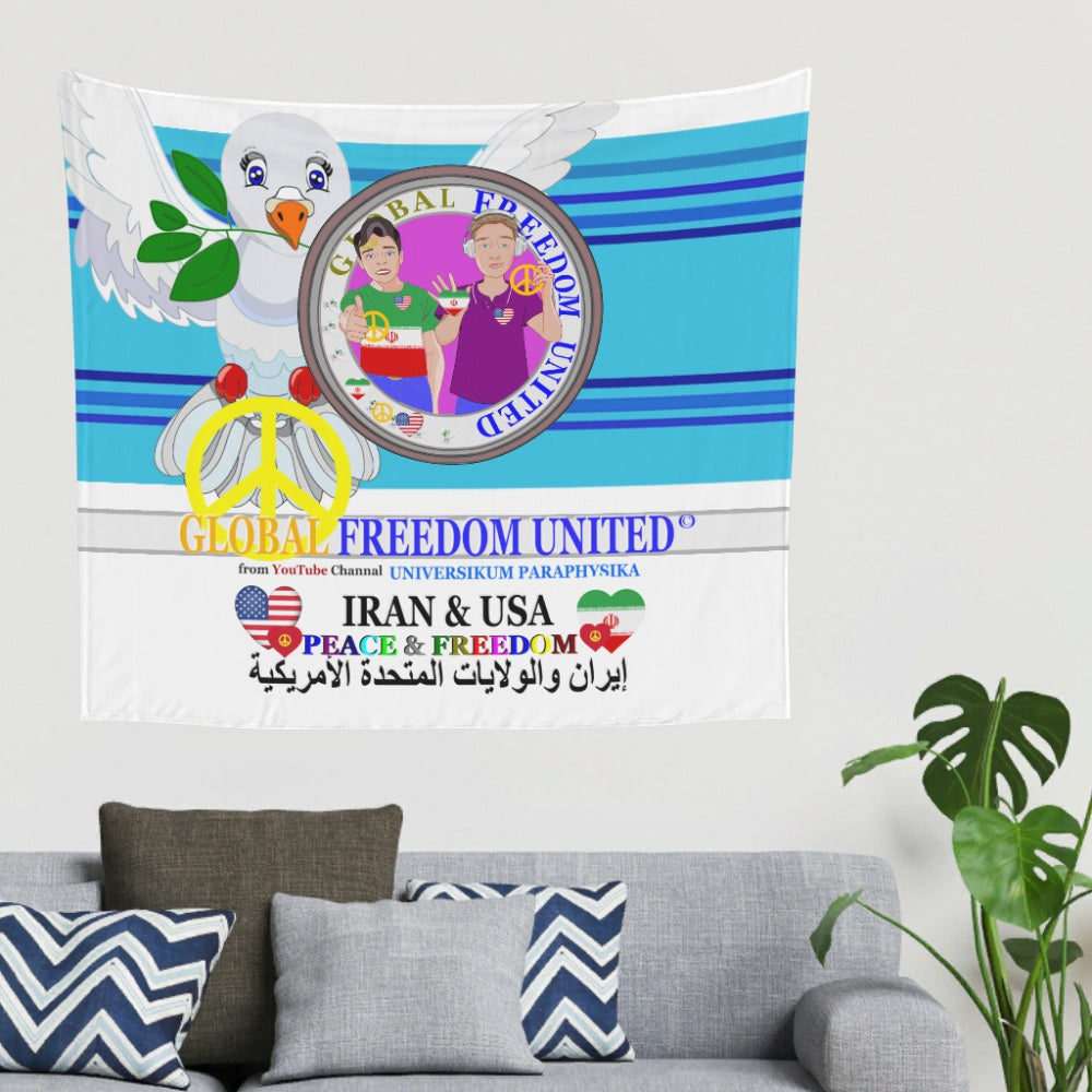 Tapestry Global Freedom United Men Iran & Usa Old Peace Blue 2