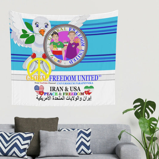 Tapestry Global Freedom United Men Iran & Usa Old Peace Blue 2
