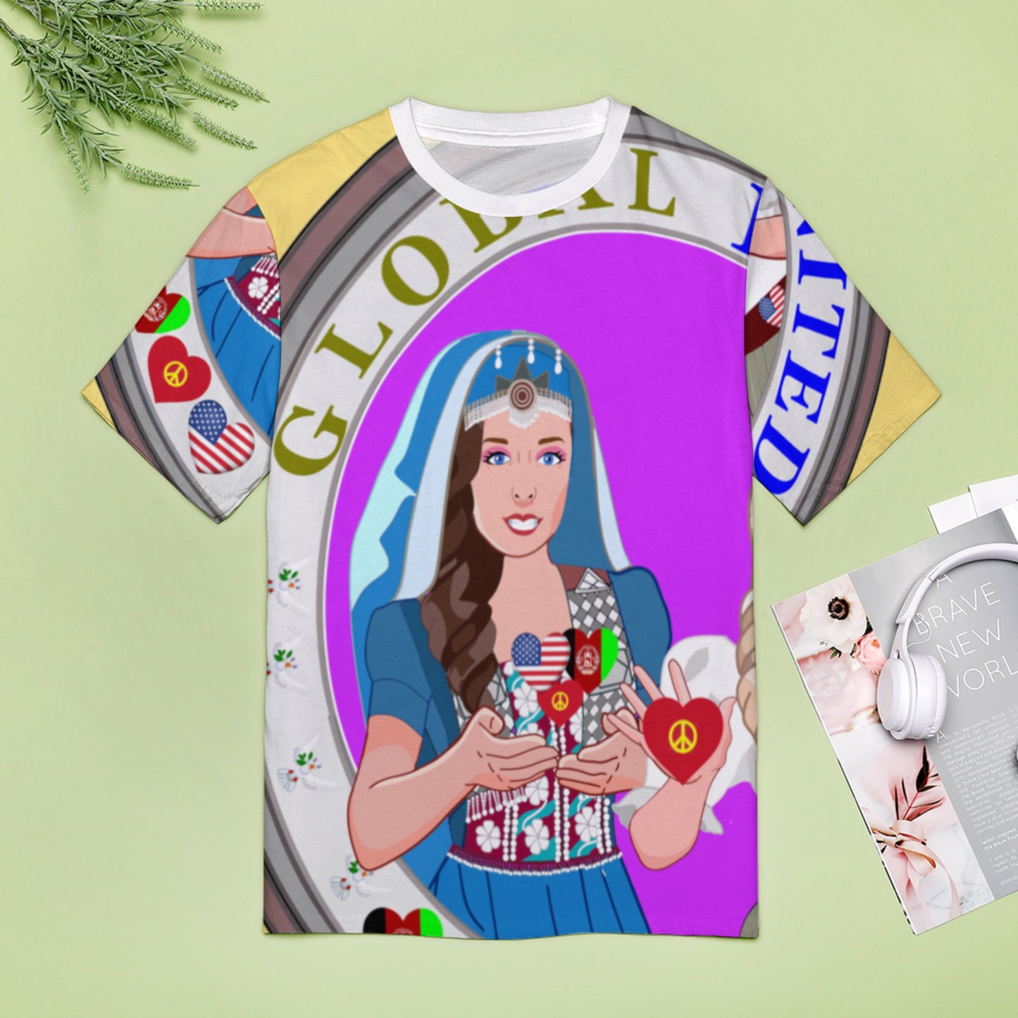 Women´s T-Shirt 3 GLOBAL FREEDOM UNITED© AFGHANISTAN & USA  Yellow