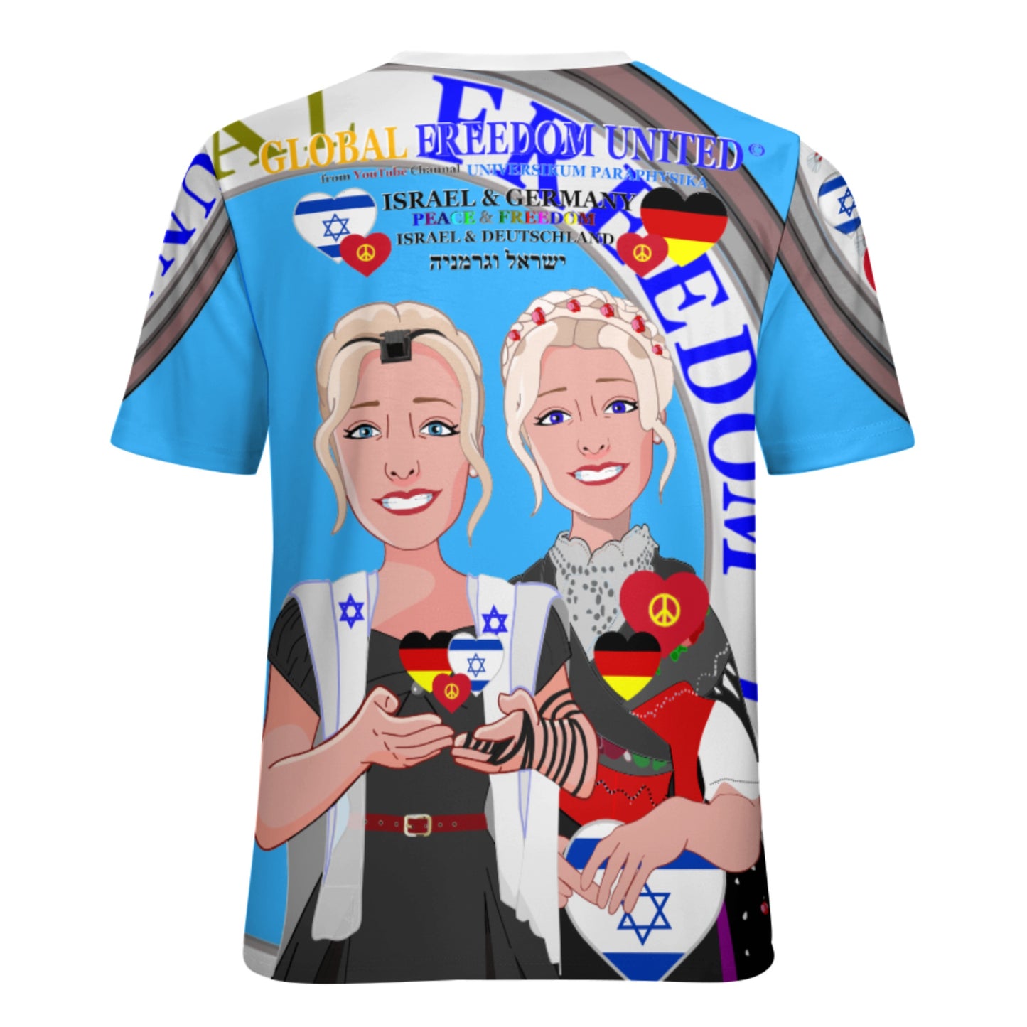 Women´s T-shirt GLOBAL FREEDOM UNITED© Israel & Germany Blue