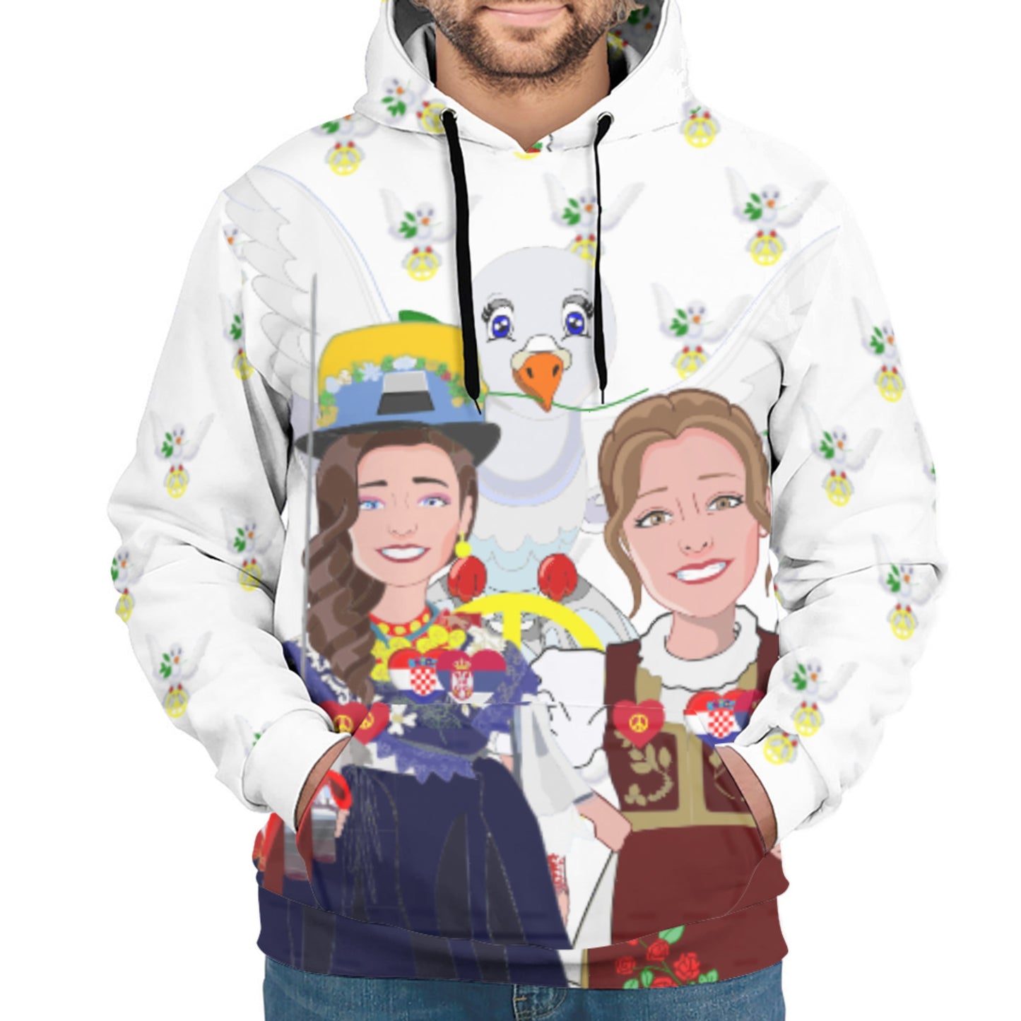 Hoodie GLOBAL FREEDOM UNITED© Women Croatia & Serbia V1 Wight