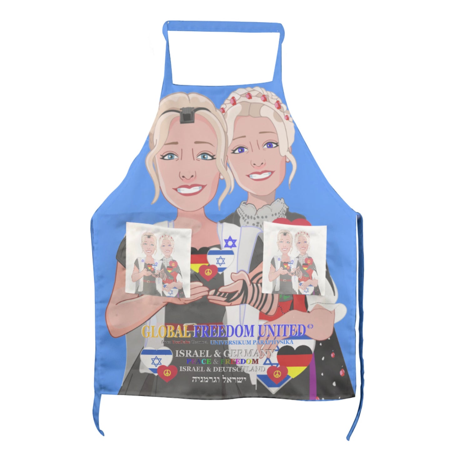 Apron GLOBAL FREEDOM UNITED© Women Israel & Germany Blue