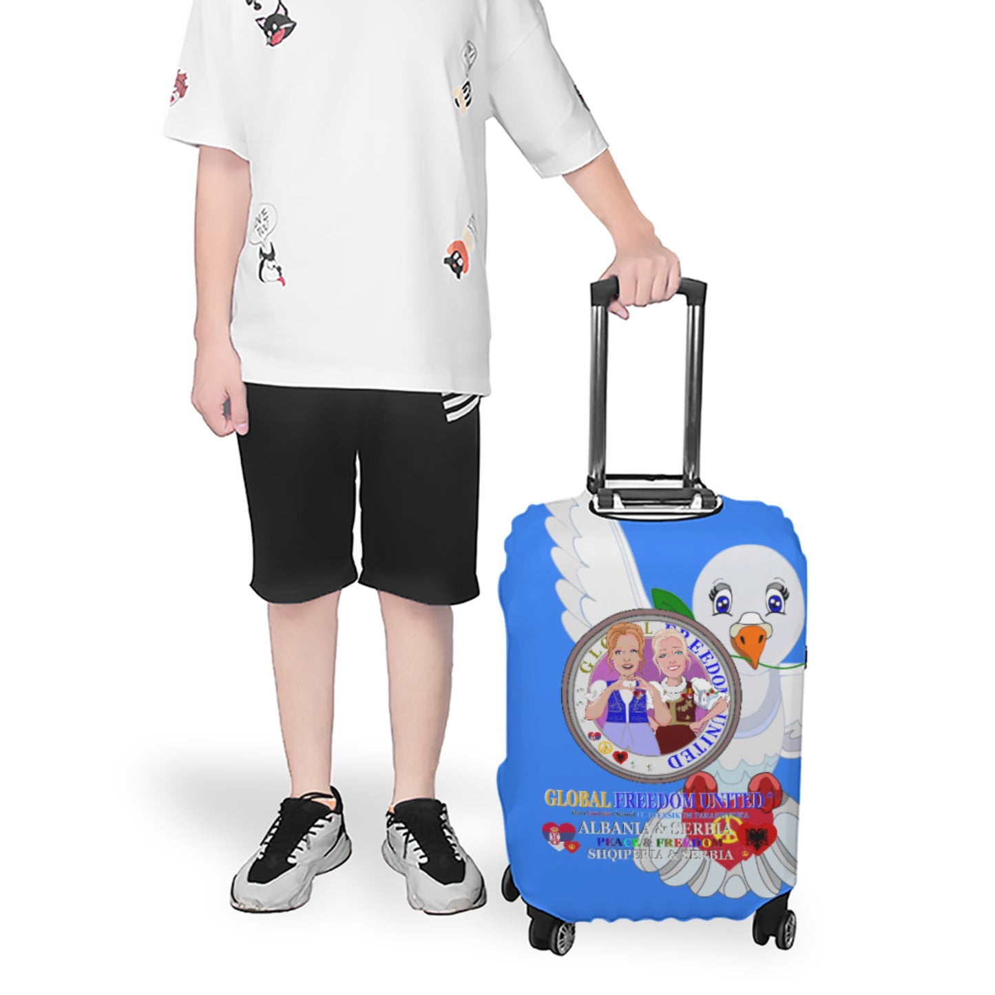 Lugguage Cover Global Freedom United Women Albania & Serbia Old Peace Blue