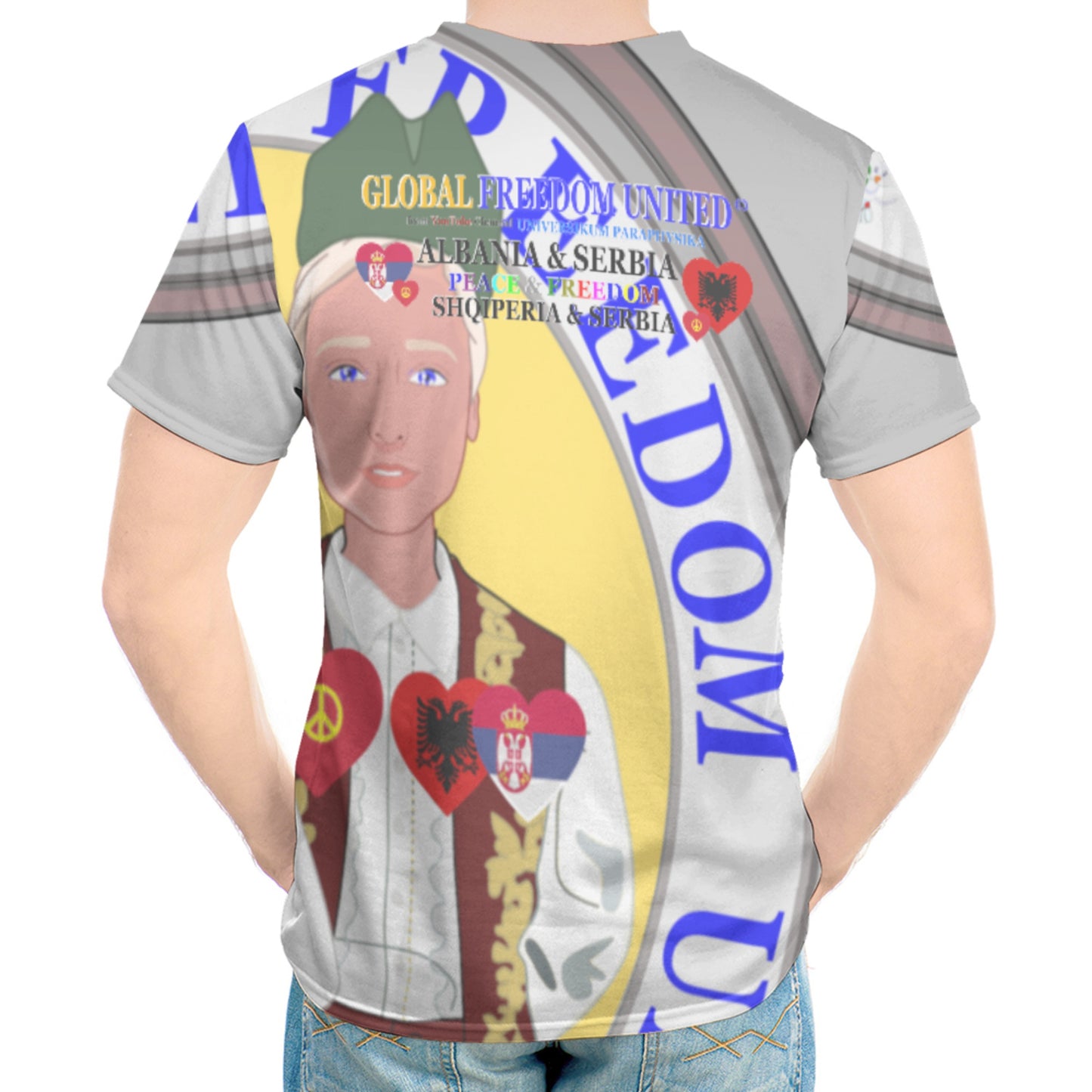 Men´s T-shirt GLOBAL FREEDOM UNITED© Men Albania & Serbia V2 Grey