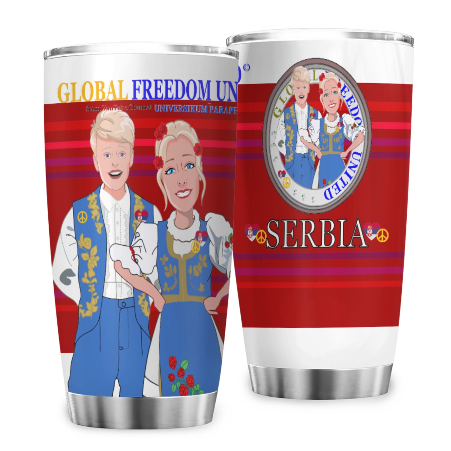 Tumbler Global Freedom United Couple Edition Serbia Blue Red