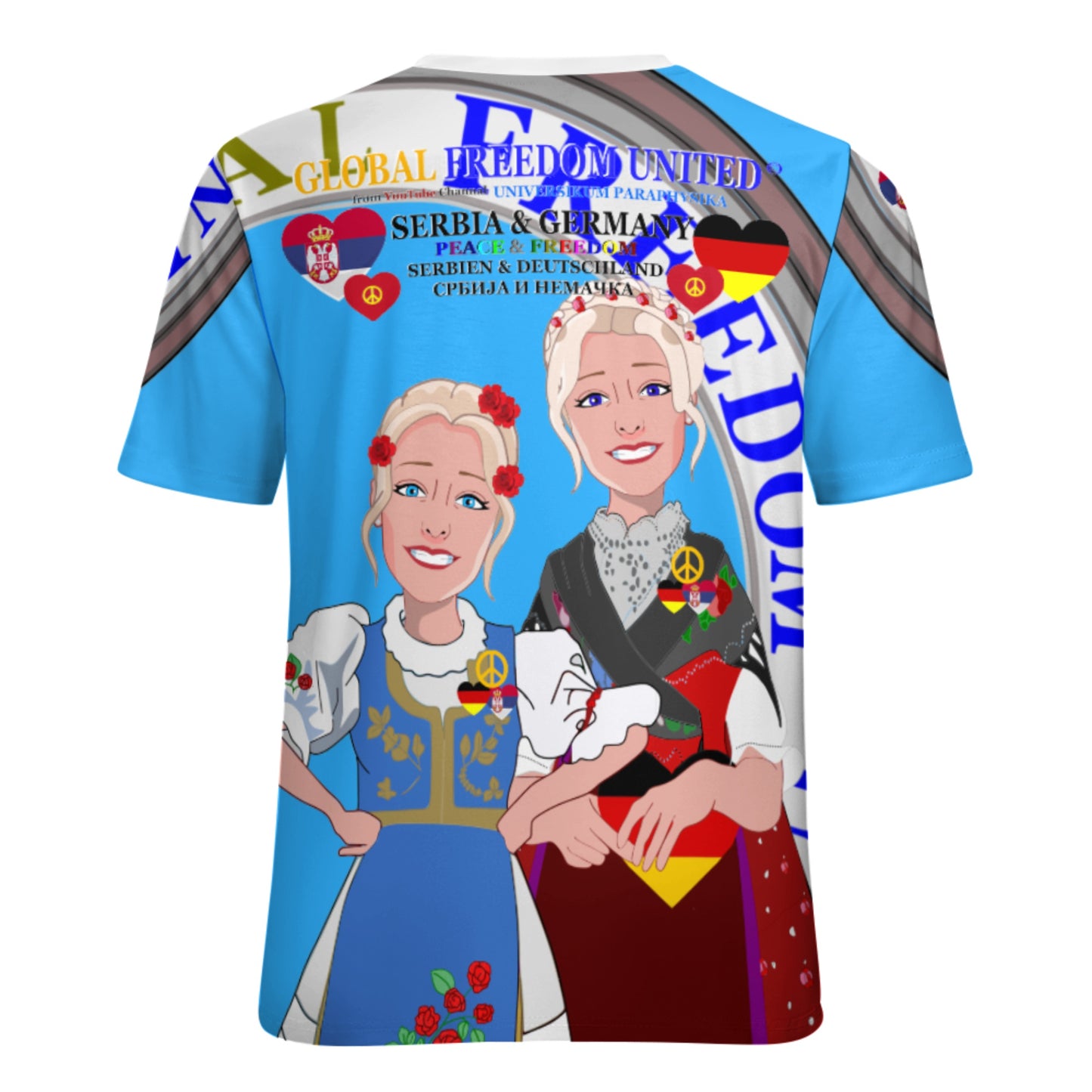 Women´s T-shirt GLOBAL FREEDOM UNITED© Women Serbia & Germany Blue