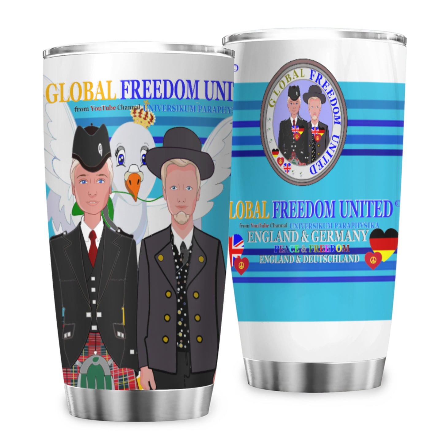 Tumbler Global Freedom United Men England & Germany Old Peace Blue