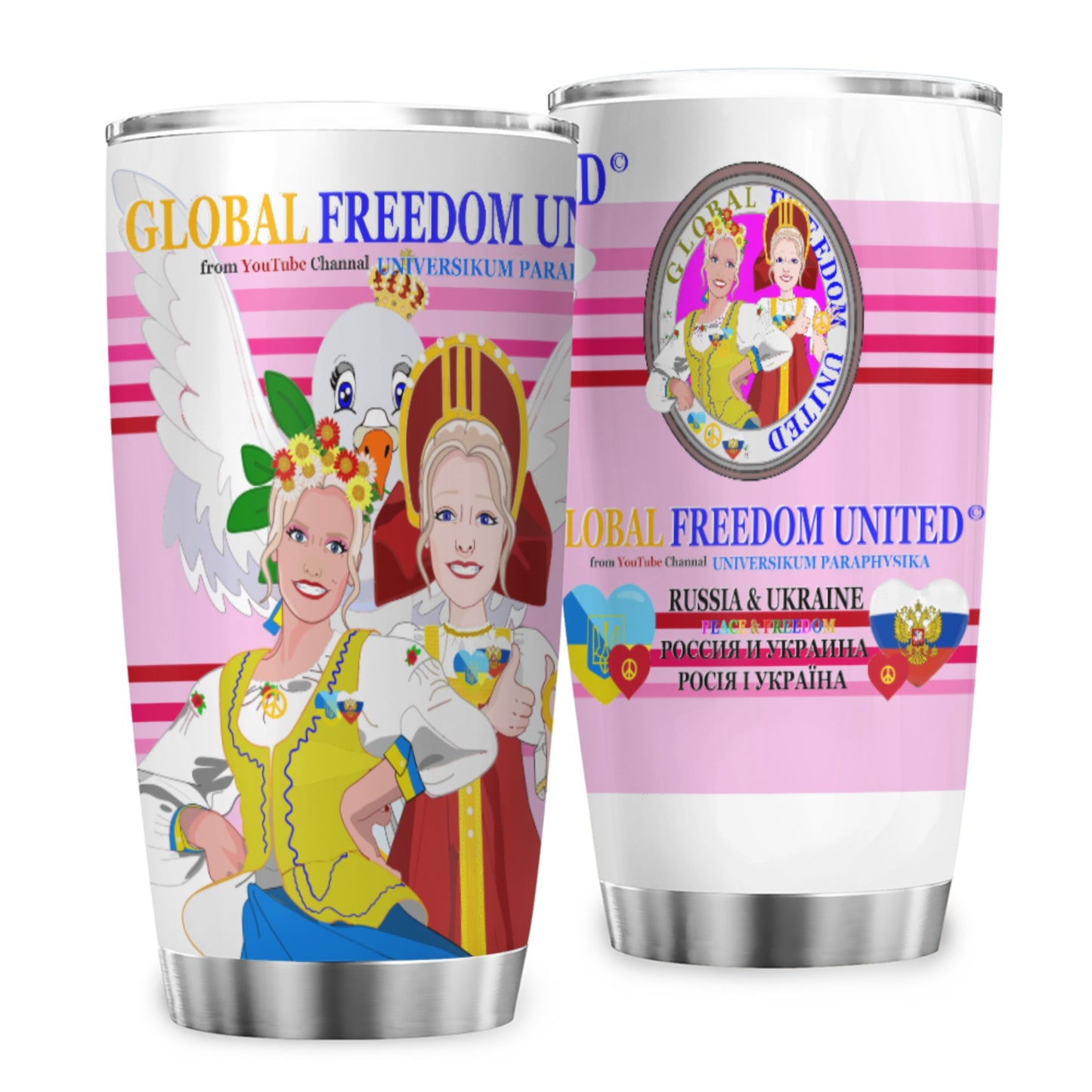 Tumbler Global Freedom United Women Russia & Ukrain Pink2