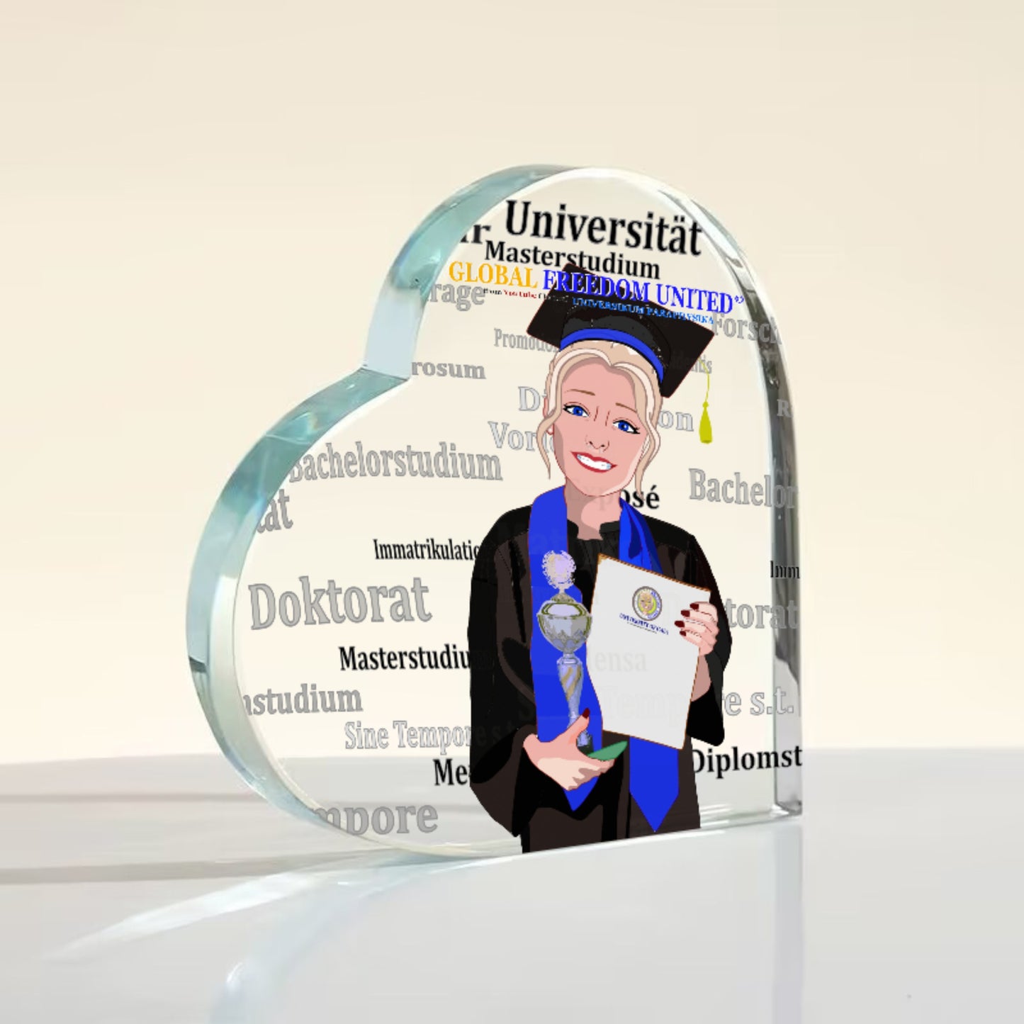 Acryl Heart Global Freedom United Student Girl Silver Place Blond Hair 1