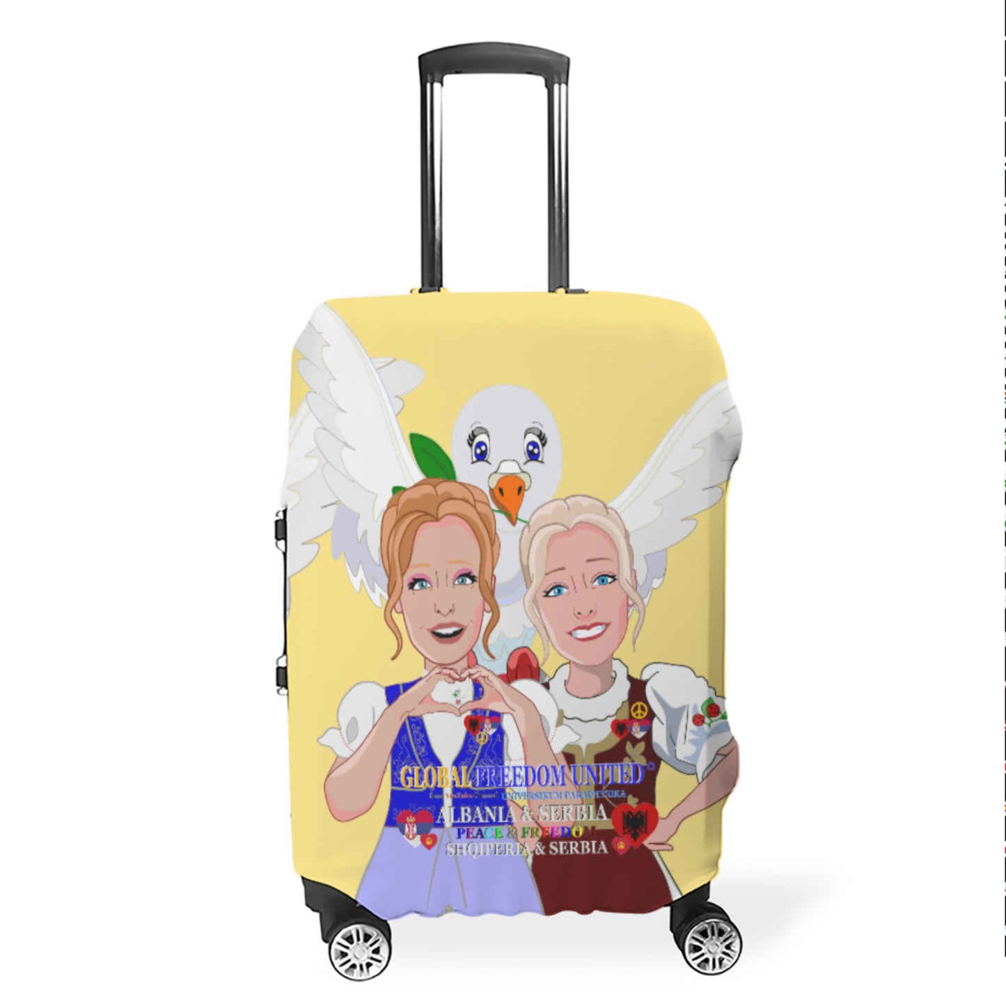 Lugguage Cover Global Freedom United Women Albania & Serbia Old Peace Yellow