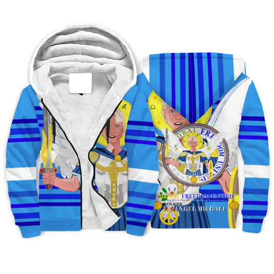 Plush Hoodie Global Freedom United Archangel Michael Deep Blue