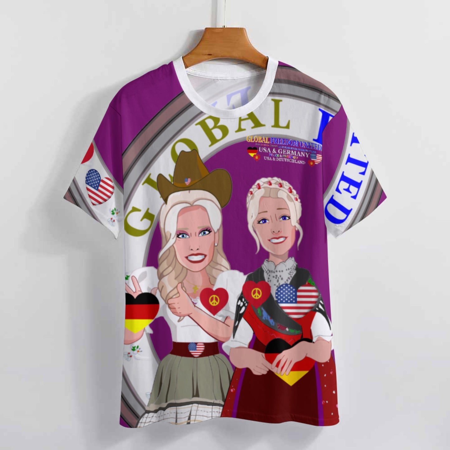 Women´s T-Shirt 3 GLOBAL FREEDOM UNITED© Women USA & Germany Lilac