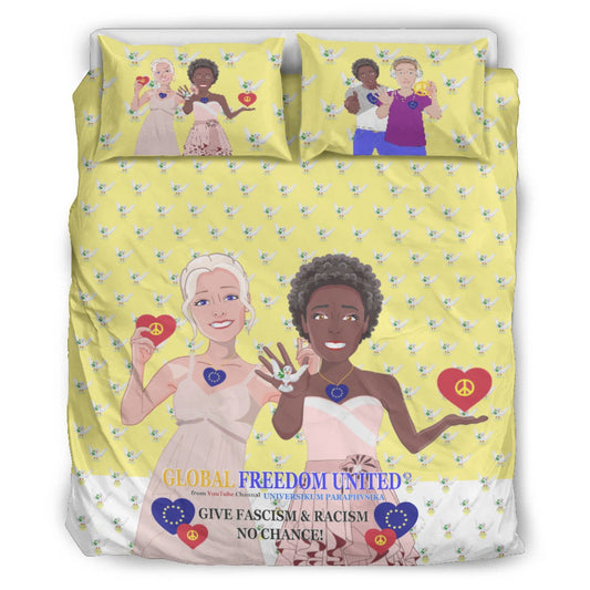 Bed Line GLOBAL FREEDOM UNITED© Women Anti Fascism & Racism Yellow