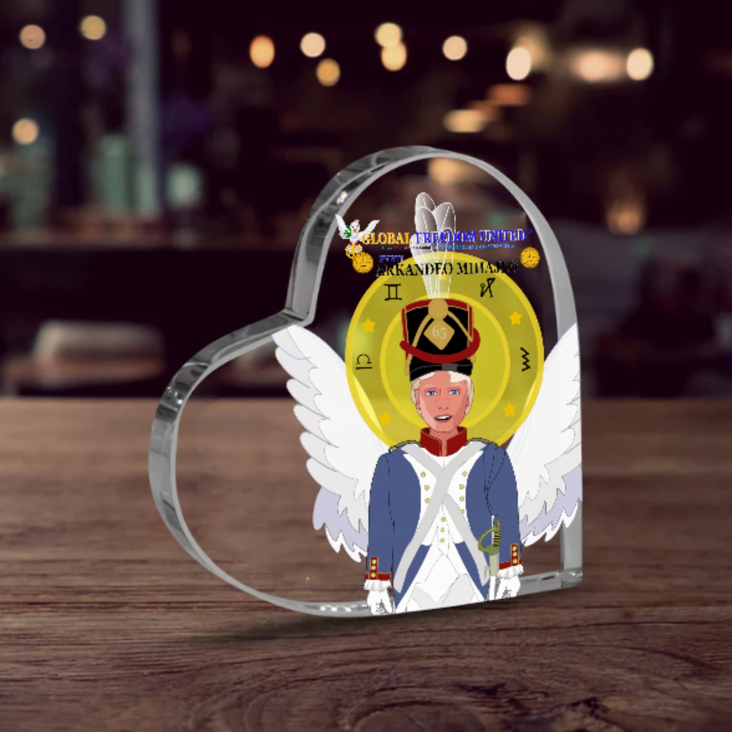 Acryl Heart Global Freedom United Archangel Michael Croatia V1