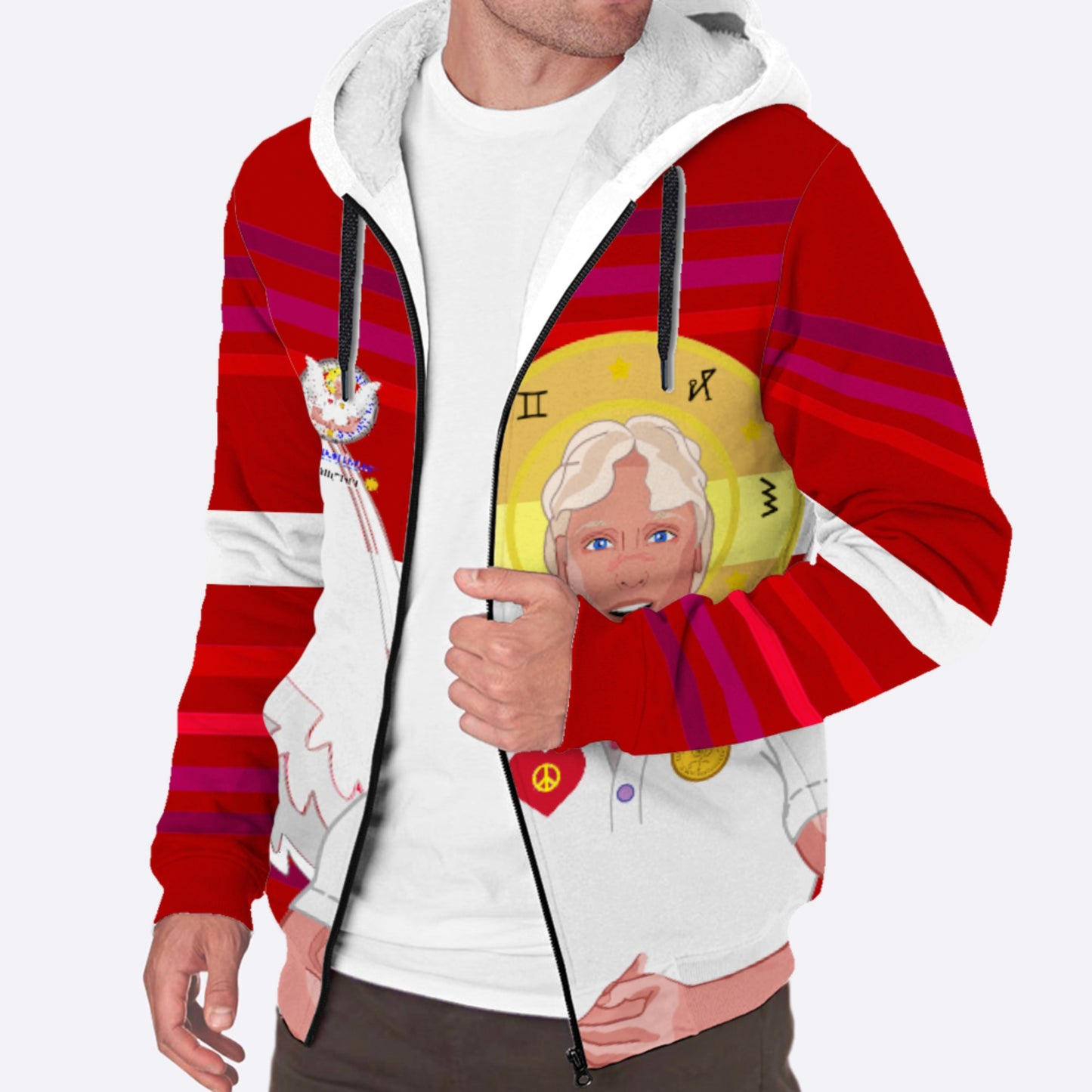 Plush Hoodie Global Freedom United Archangel Michael No 2 German Red