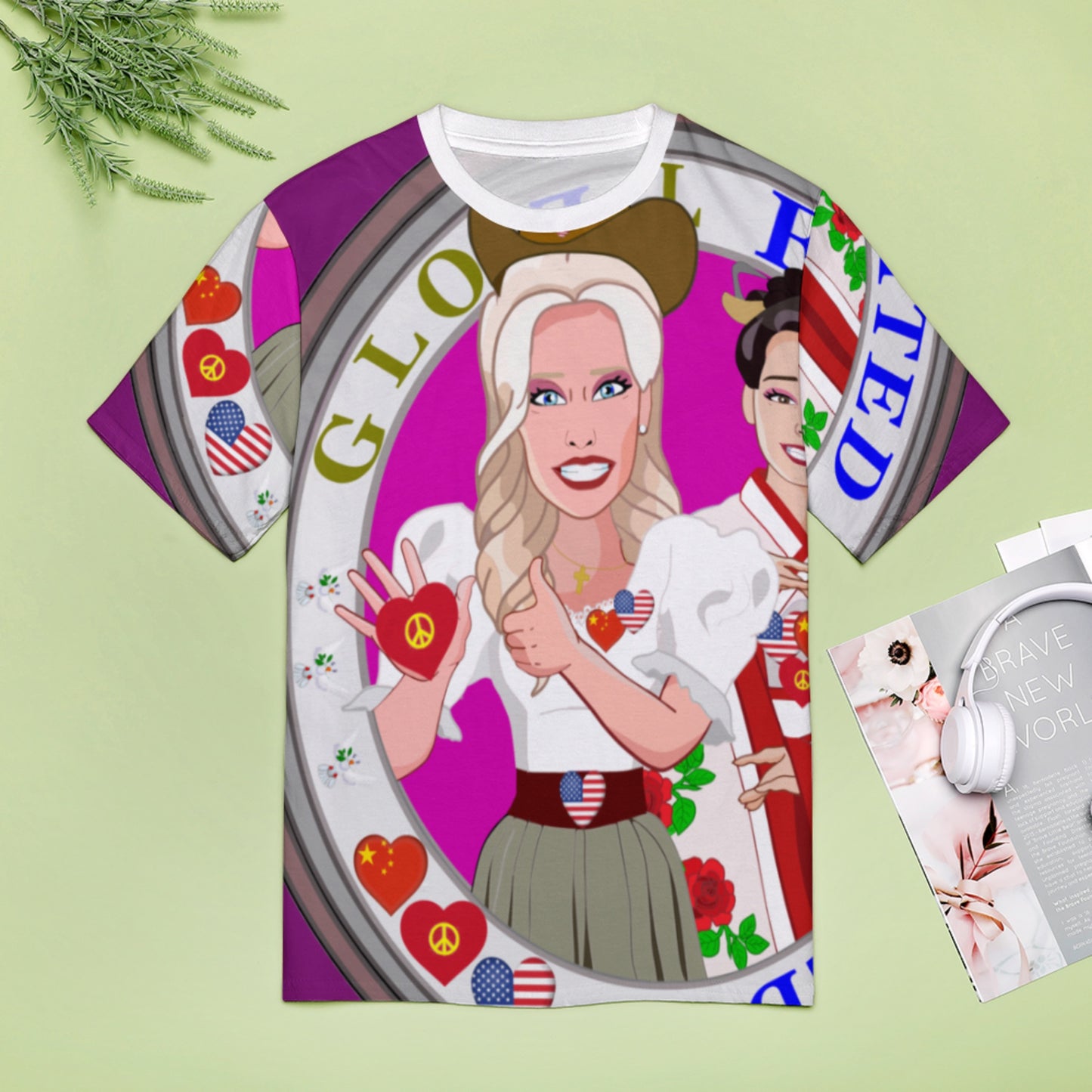 Women´s T-shirt 3 GLOBAL FREEDOM UNITED© Women USA & China  Lilac