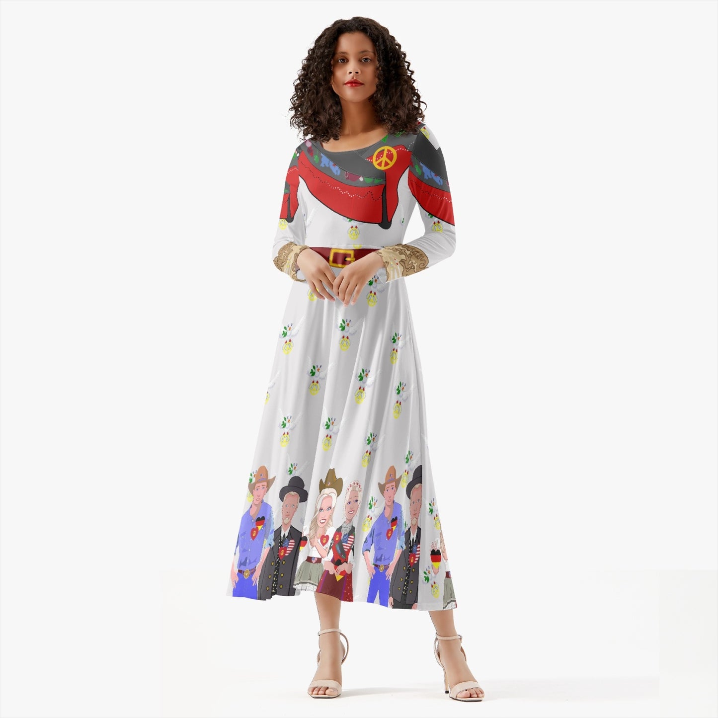 WOMEN´S LONG-SLEEVE ONE-PIECE DRESS GLOBAL FREEDOM UNITED© USA & GERMANY WIGHT