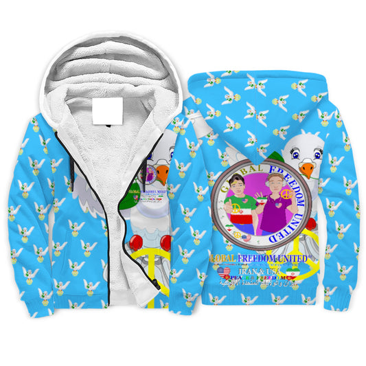Plush Hoodie GLOBAL FREEDOM UNITED© Men Iran & USA Blue