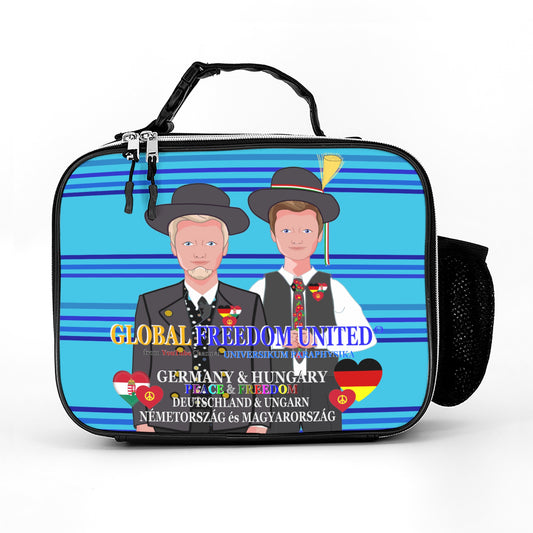 Leather Meal Bag GLOBAL FREEDOM UNITED© Men Germany & Hungary Blue