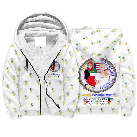 Plush Hoodie GLOBAL FREEDOM UNITED© Women Kuwait & USA Wight