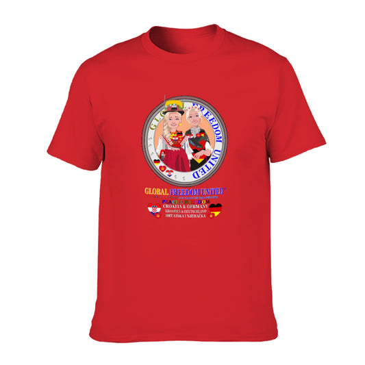 Women's Cotton T-shirt (printed On Both Sides) GLOBAL FREEDOM UNITED© Women Croatia & Germany