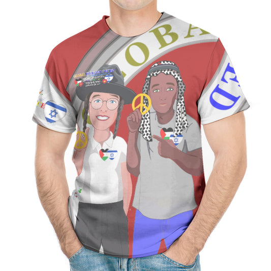 Men`s T-shirt 2 GLOBAL FREEDOM UNITED© Palestina & Israel Red