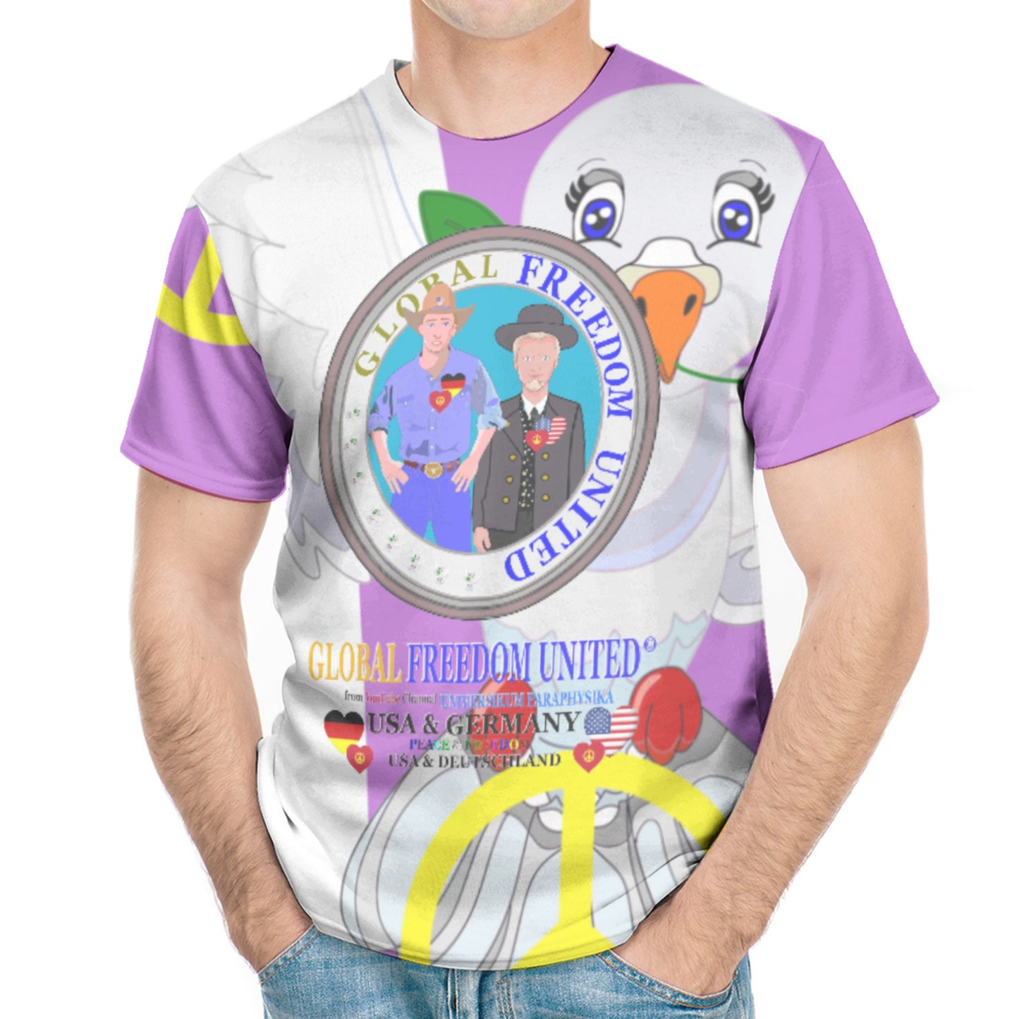 Men´s T-shirt GLOBAL FREEDOM UNITED© Men USA & Germany V1 Lilac