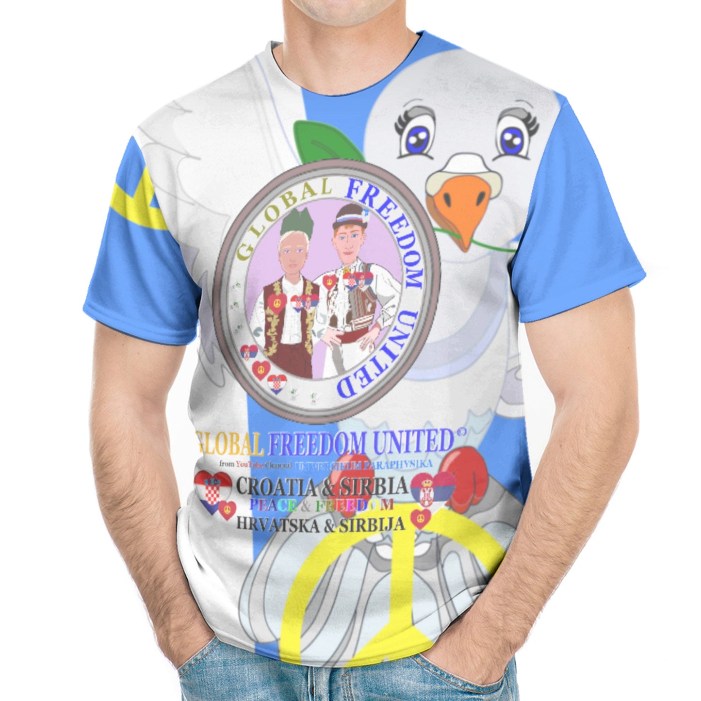 Men´s T-shirt GLOBAL FREEDOM UNITED© Men Croatia & Serbia V2 Blue