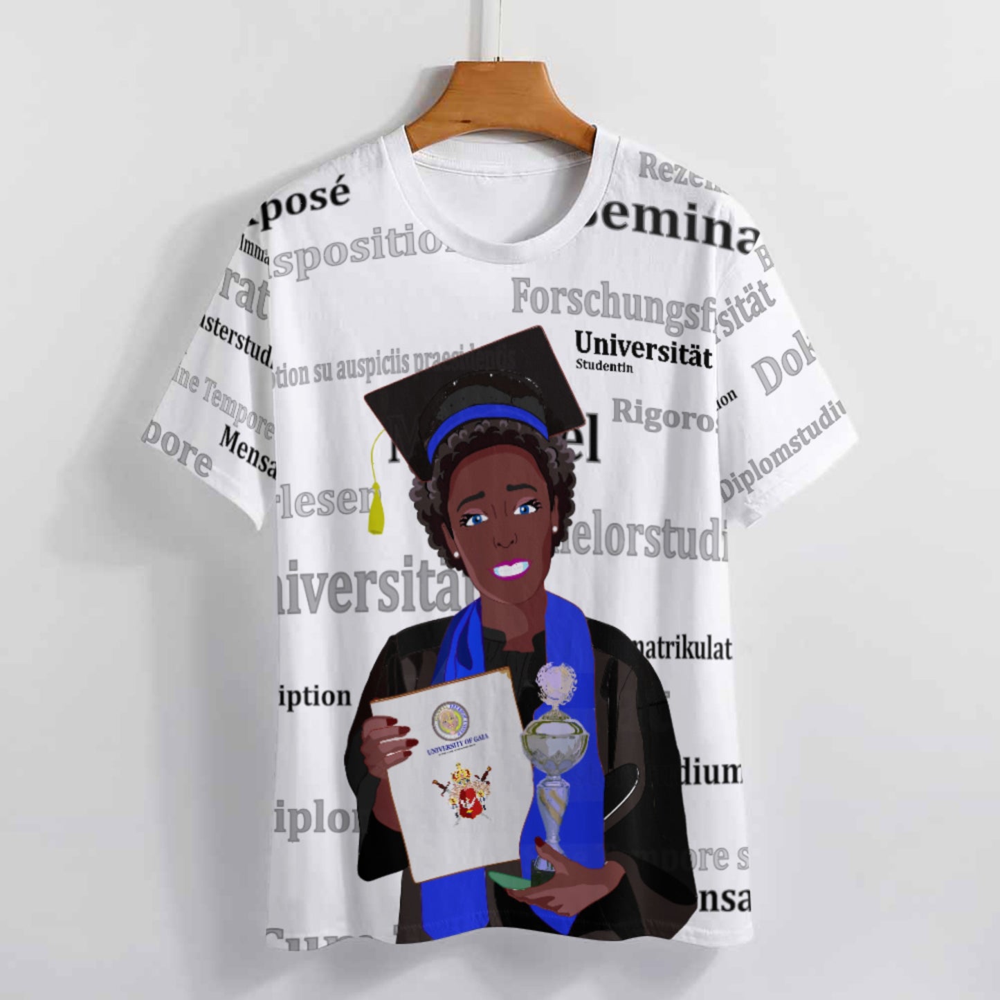 Women´s T-shirt Global Freedom United Afro Student Girl Silver Place