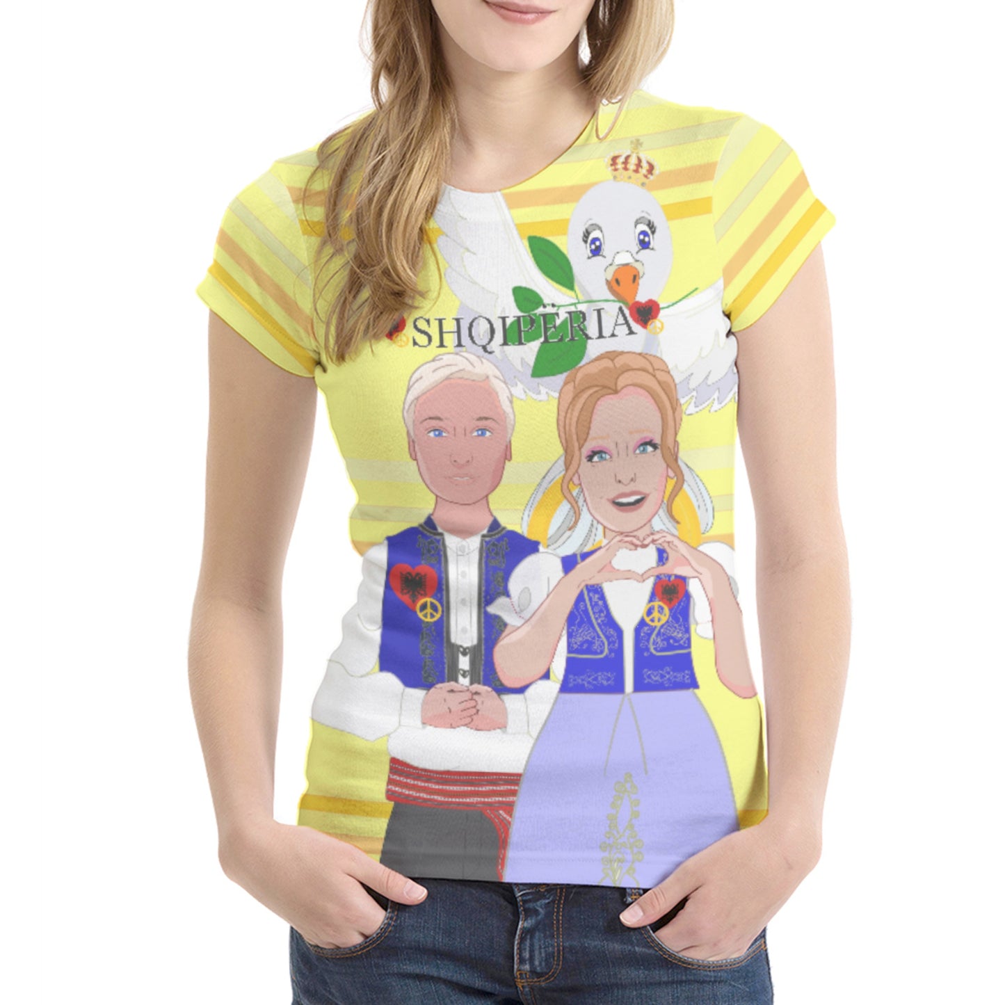 Women´s T-shirt 2 GLOBAL FREEDOM UNITED© Couple Edition Albania Yellow